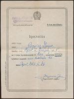 1949. "Gizella Gőzmalom Részvénytársaság" igazolás 200Ft értékű jegyzett nyereménykötvényről T:III