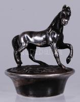 cca 1930 Jelzett berndorfi ezüstözött alpakka bordugó lófigurával /  Silver plated Berndorf alpacca cork handle with horse figure, 4cm