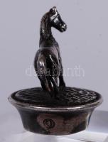 cca 1930 Jelzett berndorfi ezüstözött alpakka bordugó lófigurával / 
Silver plated Berndorf alpacca ...