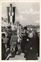 Léva entry of the Hungarian troops, National flag, vissza So.Stpl (EK)