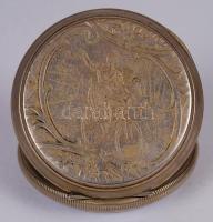 cca 1900 Supérieur zsebóra duplasoros, hibátlan porcelán számlappal, másodpercmutatóval, hátlapján k...