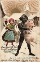 New Year chimney sweeper, Emb. litho (EB)