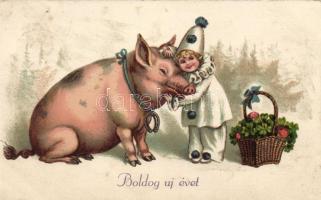 New Year, clown litho