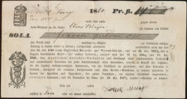 Irsa 1860. német nyelvű váltó kifizetésről T:III