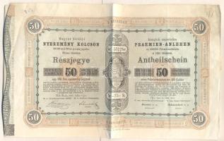 Buda 1870. "Magyar Királyi Nyeremény Kölcsön" I. és II. részjegy 50Ft-ról T:III