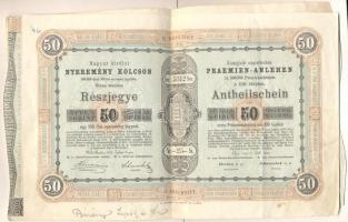 Buda 1870. "Magyar Királyi Nyeremény Kölcsön" I. és II. részjegy 50Ft-ról T:III