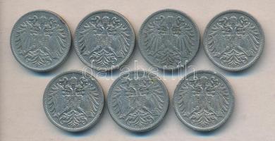 Ausztria 1893-1910. 10H Ni (7x) klf évszmok T:2,2-
Austria 1893-1910. 10 Heller (7x) different years...