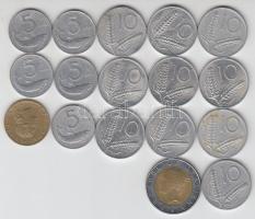 Olaszország 1952-80. 17db fémpénz T:2,2-,3 Italy 1952-80. 17 different coins C:XF,VF,F