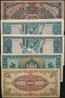 1945. 1000P bélyeg + 10.000 bélyeg + 10.000.000P (2x) színváltozattok + 100.000MP T:I-,II