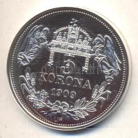 DN "Királyi koronák / 1909 5K - I. Károly (Róbert)" Ag emlékérem (20g/0.999/38,61mm) T:PP ...