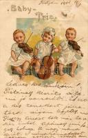 Litho művészlap gyerekekkel (hátoldal sérült)