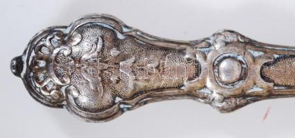 4 db ezüst (Ag.) nyelű süteményes villa, jelzettek, bruttó: 100 g, h:18 cm