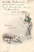 New Year, lady with pigs (EK)