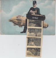 Arad postman on rocket, leporellocard (b)