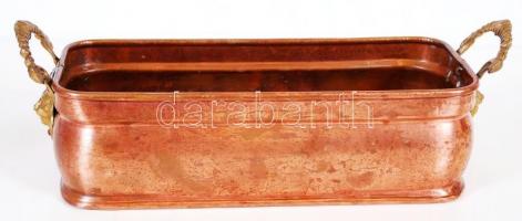 Festett kerámia betétes tűzifa tartó és oroszlán fejes virágtartó, fém , h:15 cm, h:36 cm