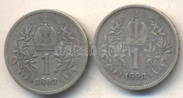 Ausztria 1893. 1K Ag (2x) T:3
Austria 1893. 1 Corona Ag (2x) C:F