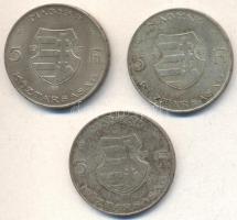 1947. 5Ft Ag "Kossuth" (3x) T:2-