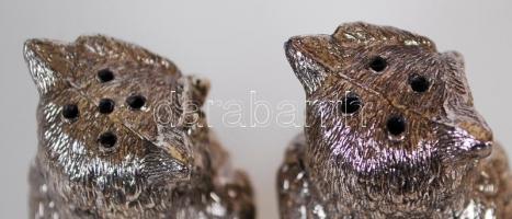 Baglyos só és bors szóró, fém, h:12 cm, m:10 cm