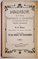 Machsor. Die sämmtlichen Festebete der Israeliten VI. Für das Schluss- und Thorafreudefest. Übers. S. G. Stern. Bp.-Wien, Jos. Schlesinger. Héber-német kétnyelvű imakönyv kiadói dombornyomott, aranyozott vászonkötésben (gerinc hibás) /  Hebrew-German bilingual prayer book in linen binding