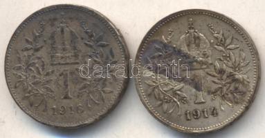 Ausztria 1914. 1K Ag + 1916. 1K Ag T:2 kny.
Austria 1914. 1 Corona Ag + 1916. 1 Corona Ag C:XF