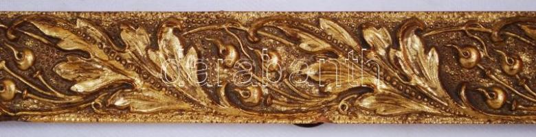 Levél mintás fakeret, arany színű, újszerű állapotban, belső: 32,5×28,5 cm külső: 37,5×33 cm