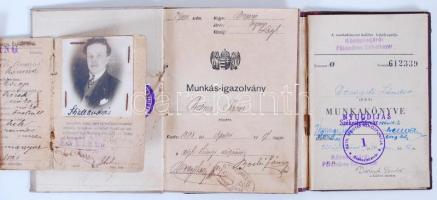 19 db igazolvány, bizonyítvány, munkakönyv és pártkönyv, néhány fényképes