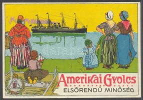 Amerikai gyolcs litho címke / litho advertising 13x9 cm