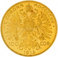 Ausztria 1915 100K Au "Ferenc József" utánveret (33.9g/0.900) T:2 ph.
Austria 1915. 100 Co...