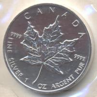 Kanada 1989. 5$ Ag "II. Erzsébet / Juharlevél" (1oz/0.999) laminált fóliában T:BU
Canada 1...