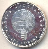 1992. 200Ft Ag "Veszélyeztetett állatvilág-gólya" T:PP