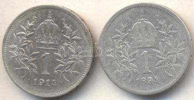 Ausztria 1894. 1K Ag + 1914. 1K Ag T:2-,3
Austria 1894. 1 Corona Ag + 1914. 1 Corona Ag C:VF,F