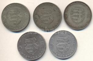 1947. 5Ft Ag "Kossuth" (5x) T:2-,3