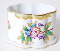 Viktória-mintás kézzel festett jelzett Herendi porcelán szalvétatartó / Hand painted Herendi porcelain napkin holder, 6x9x4,5cm