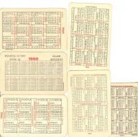 5db 60-as évekbeli kártyanaptár