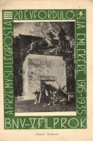 Budapest II. Przemysl emlékmű, a przemysli légiposta 20. évfordulójának emlékére, 1935 BNV Filprok, So. Stpl (vágott/cut)