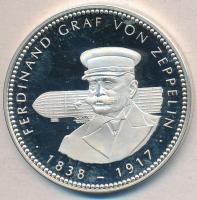 Németország 1997. "Ferdinand Graf von Zeppelin" Ag(0.999)/20.44g emlékérem (40mm) T:PP Germany 1997. "Ferdinand Graf von Zeppelin" Ag(0.999)/20.44g medallion (40mm) C:PP