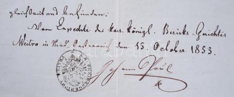 1853 Dokumentum 15kr szignettával