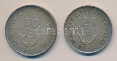 1961. 25Ft Ag + 50Ft Ag "Liszt" pár tokban T:P