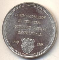 Erdély 1968. "János Zsigmond-Első unitárius templom Erdélyben" ezüstözött ffém emlékérem T...