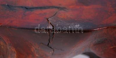 Cca 1920 tinta és írószer tartó, rózsafa gyökér, alul repedt, h: 20cm, m:7 cm