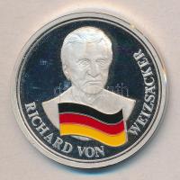 NSZK 1990. "Richard V. Weizsäcker 70. születésnapja" Ag multicolor emlékérem (19.74g/0.999/40mm) T:PP GFR 1990."70th Birthday of Richard V. Weizsäcker" Ag multicolor medallion (19.74g/0.999/40mm) C:PP