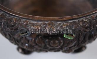 Cca 1860 ezüstözött cukortartó, letört fogóval, d:21 cm, m:8 cm