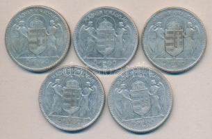 1930. 5P Ag "Horthy-jobbra" (5x) T:3