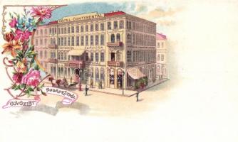 Budapest V. Hotel Continental, floral litho