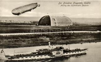 Dresden Kaditz airport with Zeppelin and SS Kaiser Wilhelm II (EK)