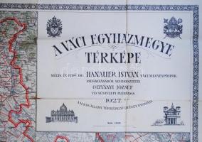 1927 Oltványi József a váci egyházmegye térképe 114x100 cm szakadásokkal