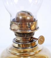 Nagyméretű régi réz petróleumlámpa burával Steiner Ármin és Ferenc műhelyéből / 
Vintage glass oil l...