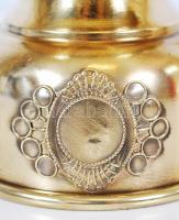 Nagyméretű régi réz petróleumlámpa burával Steiner Ármin és Ferenc műhelyéből / 
Vintage glass oil l...