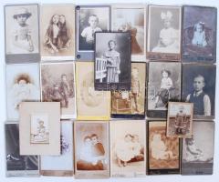 cca 1870-1920 21 db keményhátú gyermek fotó / vintage photos