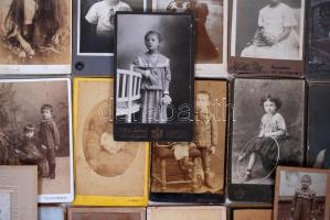 cca 1870-1920 21 db keményhátú gyermek fotó / vintage photos